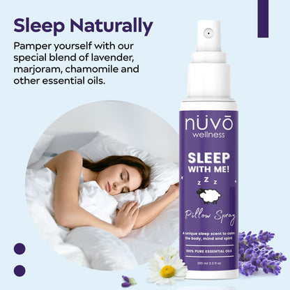 NUVO WELLNESS ESSENTIALS Premium Pillow Spray – Lavender & Chamomile Sleep Mist