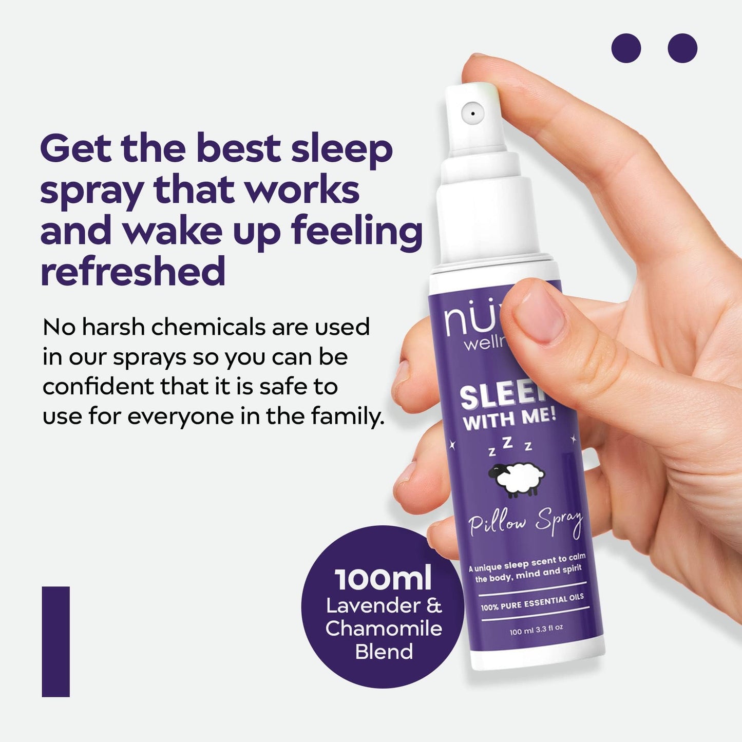 NUVO WELLNESS ESSENTIALS Premium Pillow Spray – Lavender & Chamomile Sleep Mist