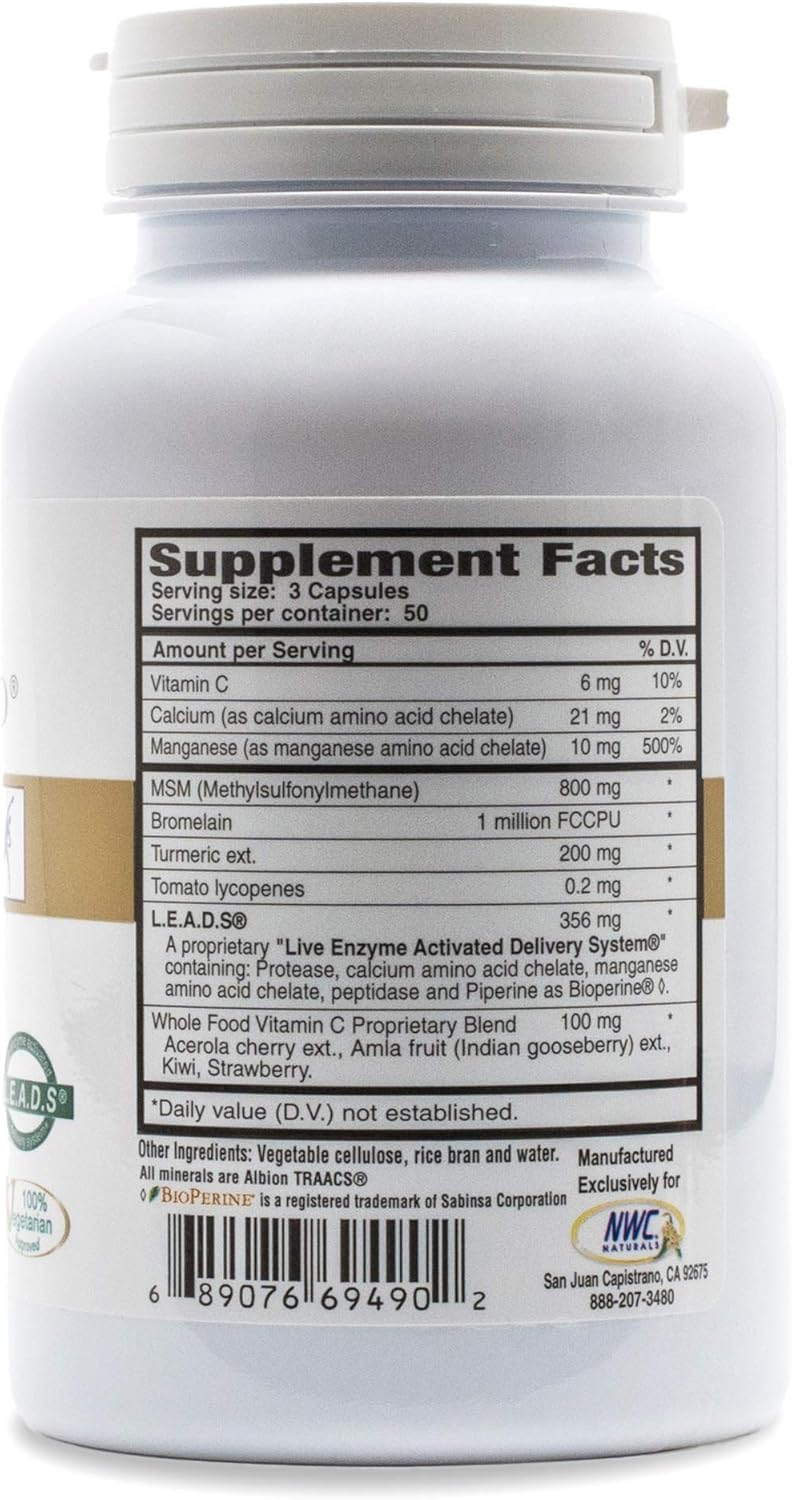 NWC Naturals MSM Gold – Systemic Enzyme + Turmeric, Lycopene & BioPerine for Joint & Muscle Support