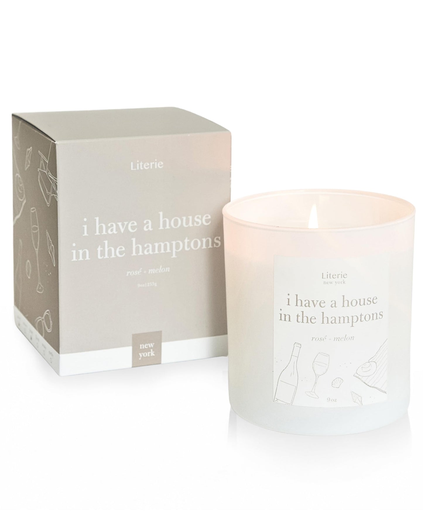 Literie NYC-Inspired Scented Candle: Hamptons Rosé & Melon, 9oz, 50h Burn