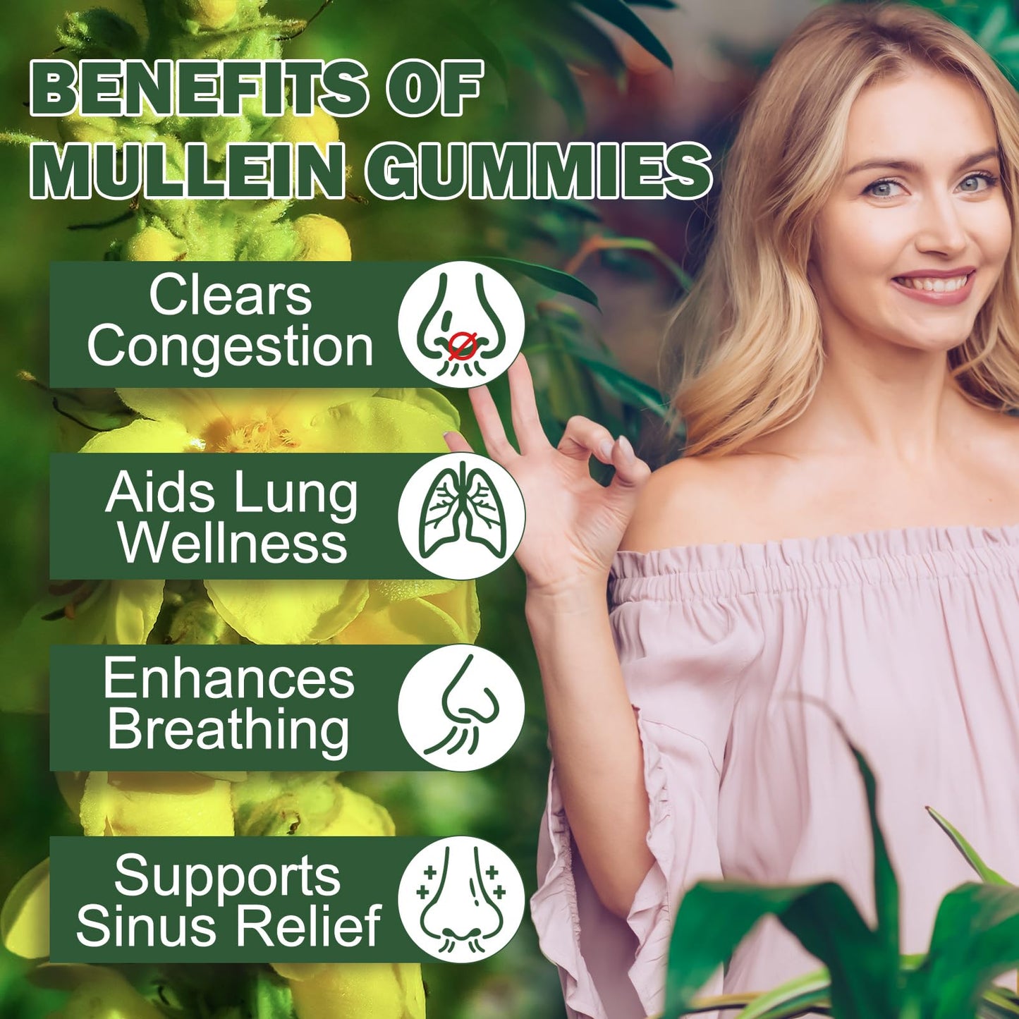 Nyloriaine Mullein Gummies – Lung Support & Immune Boost (60pcs)