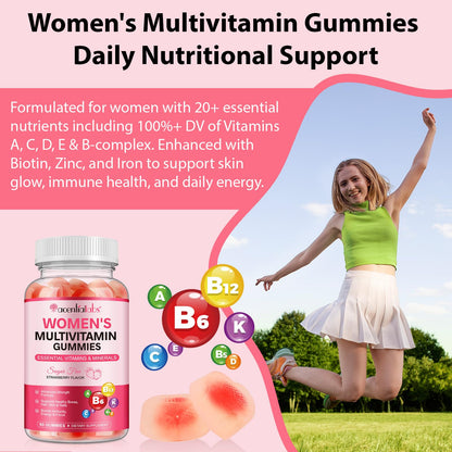 Nyloriaine Multivitamin for Women - Women's Multivitamin Gummies 60 Count | Strawberry Flavor