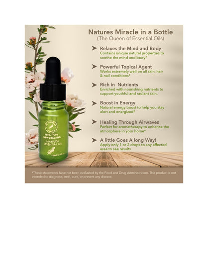 100% Pure NZ Manuka Oil | Organic Essential Oil | 35x Stronger Than Tea Tree