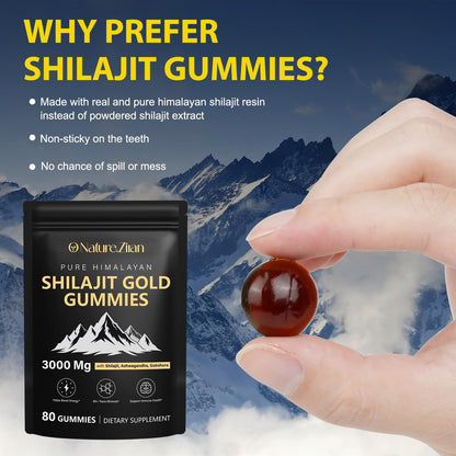 O NATURE ZIRAN Shilajit Gummies for Men & Women - 85+ Minerals, Ashwagandha & Gokshura, 80 Gummies