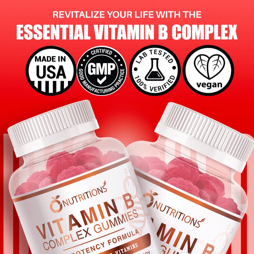 O NUTRITIONS Vitamin B Complex Vegan Gummies with B12 – Stress & Energy (1 Pack)