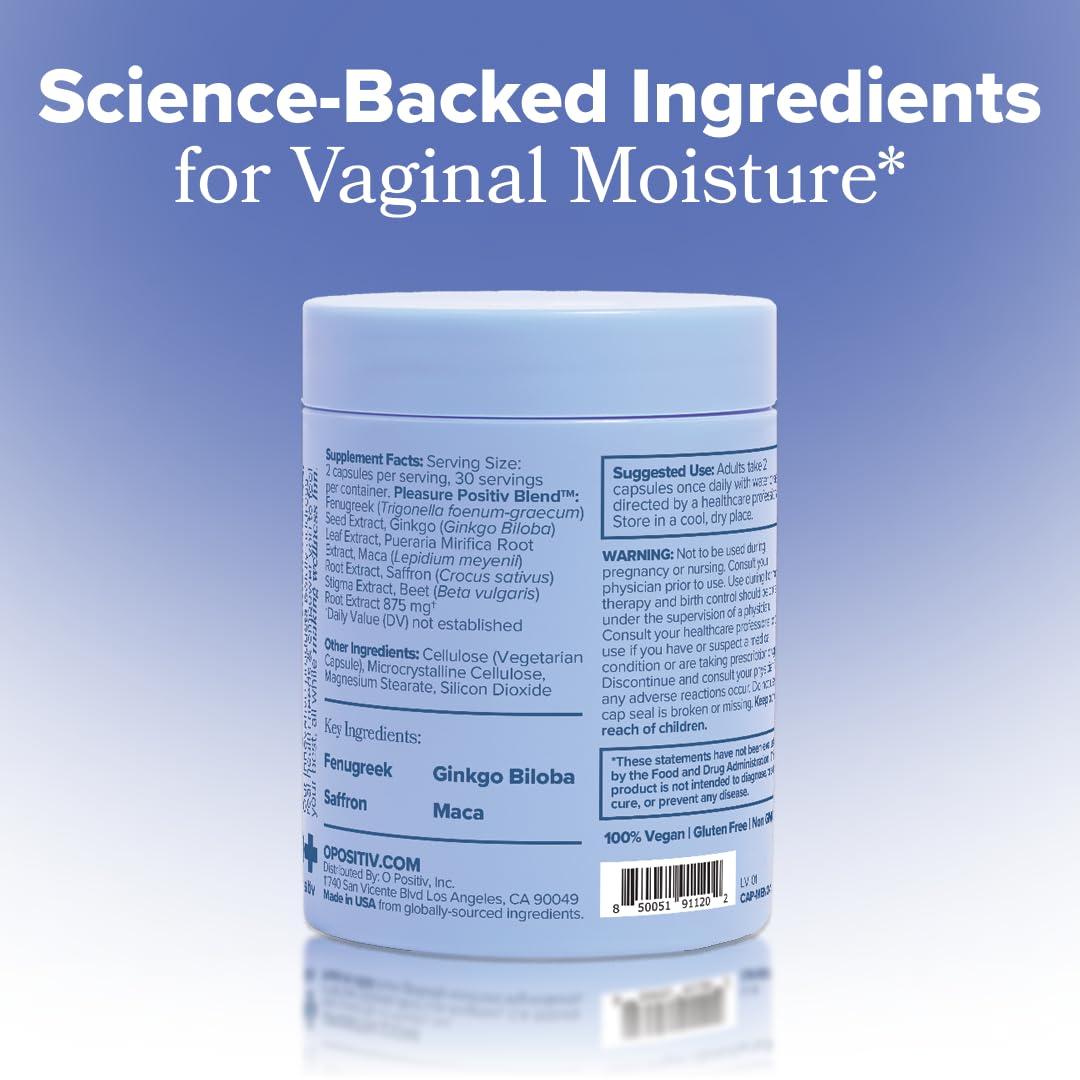 O Positiv MENO Vaginal Moisture Support Capsules – Hormone-Free, Mood & Relaxation, 30 Servings