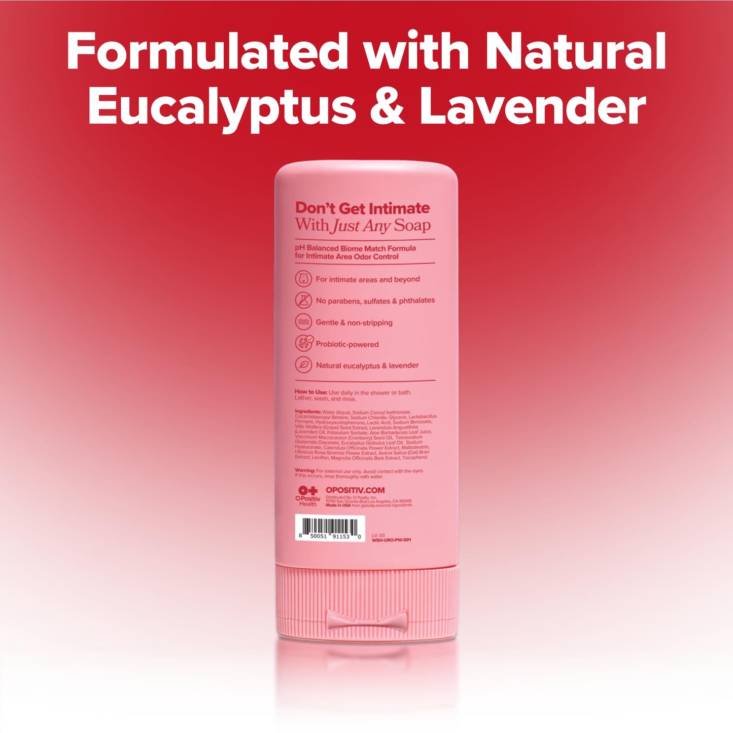 O Positiv URO pH Balanced Probiotic Wash – Odor Control, pH Balance & Gentle Intimate Care (6.75 oz)