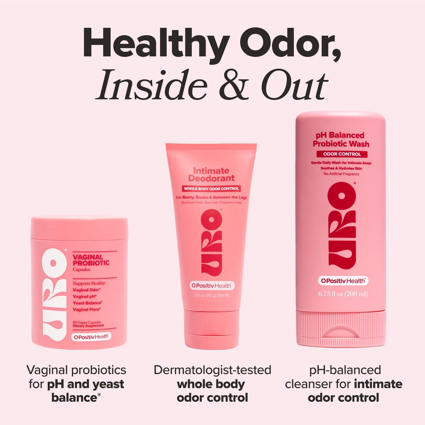 O Positiv URO pH Balanced Probiotic Wash – Odor Control, pH Balance & Gentle Intimate Care (6.75 oz)