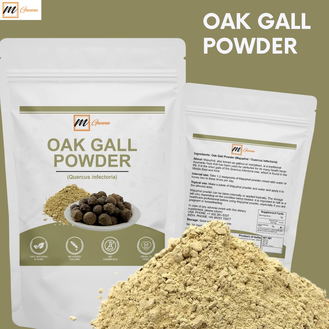 mGanna 100% Natural Oak Gall Powder 0.5 lb | Quercus Infectoria Majuphal
