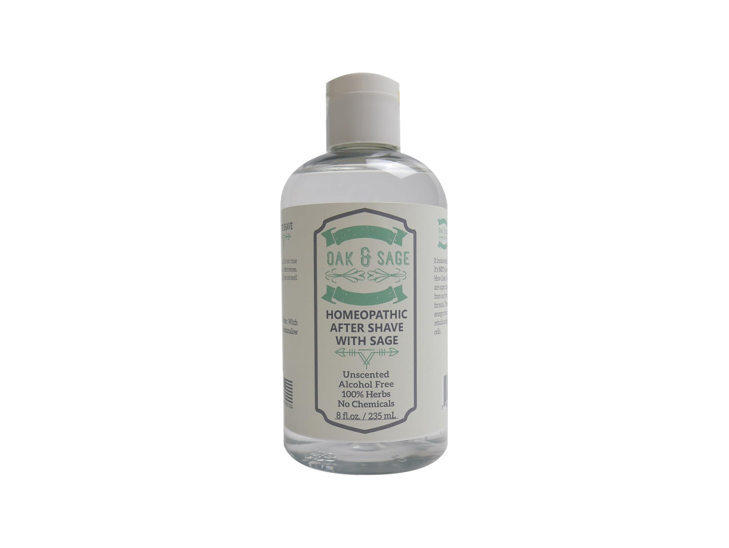 OAK & SAGE Homeopathic After Shave With Sage - Unscented, 8oz | 100% Herbs, No Alcohol, No Chemicals | For All Skin Types