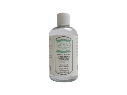 OAK & SAGE Homeopathic After Shave With Sage - Unscented, 8oz | 100% Herbs, No Alcohol, No Chemicals | For All Skin Types