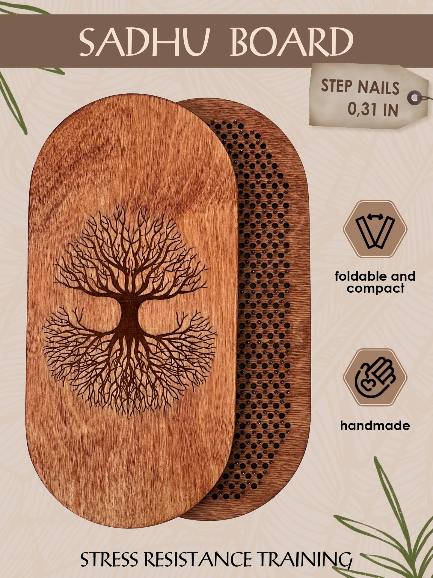 Wooden Yoga Board with Nails for Acupressure & Meditation | Sadhu Board