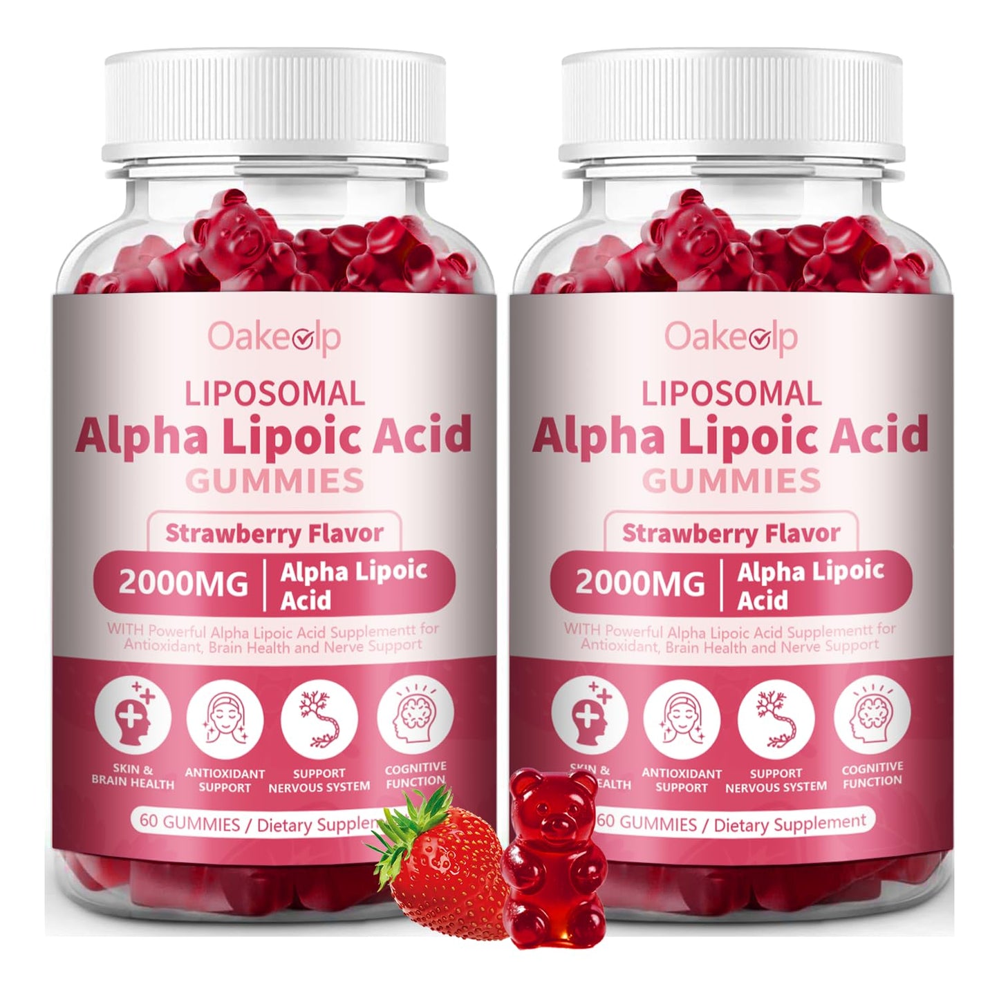 Oakevlp 2000mg Liposomal Alpha Lipoic Acid Gummies – 2 Pack, Biotin & Benfotiamine