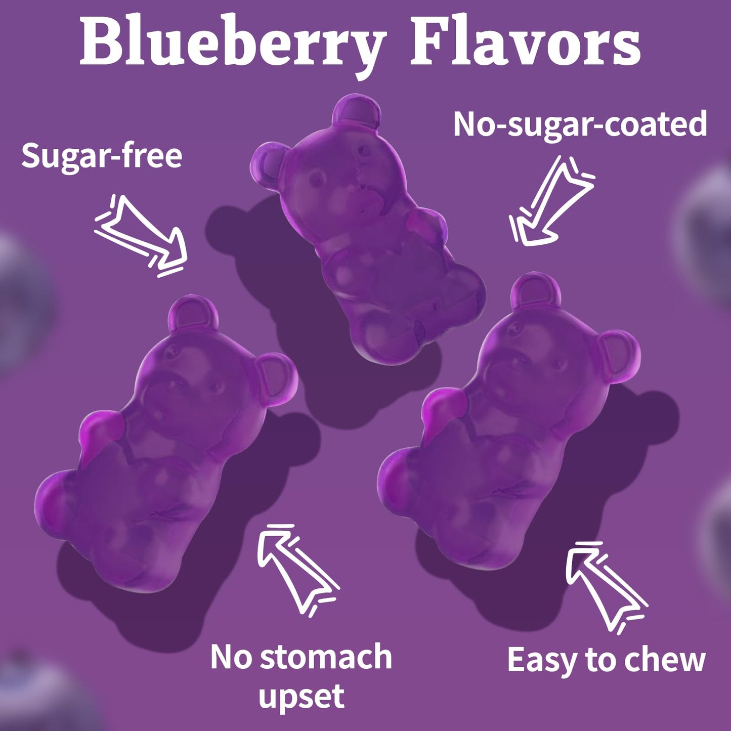 OALSE Calcium Magnesium Zinc Gummies with Vitamin D3 & K2 – High Absorption Magnesium Glycinate – Sugar Free Blueberry (1 Pack)
