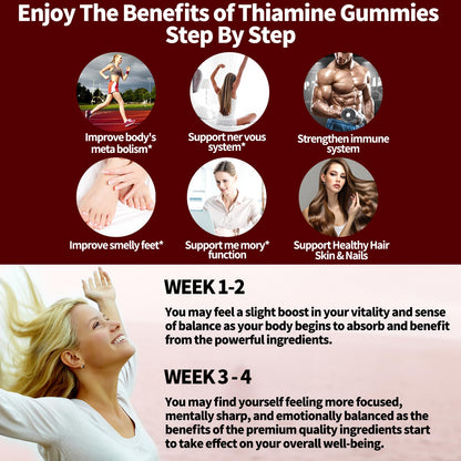 OALSE Thiamine B1 Gummies - 2 Pack, 500g Vegan Sugar-Free with Mixed Berry Flavor (120 Gummies)