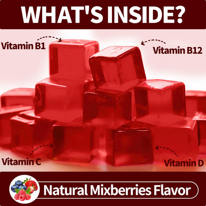OALSE Thiamine Vitamin B1 Gummies - 500g, Vegan Sugar-Free Mixed Berry (60 Count)