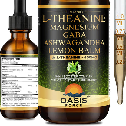 OASIS FORCE L Theanine 400mg Liquid Drops – Sleep, Focus & Relaxation (2 oz)