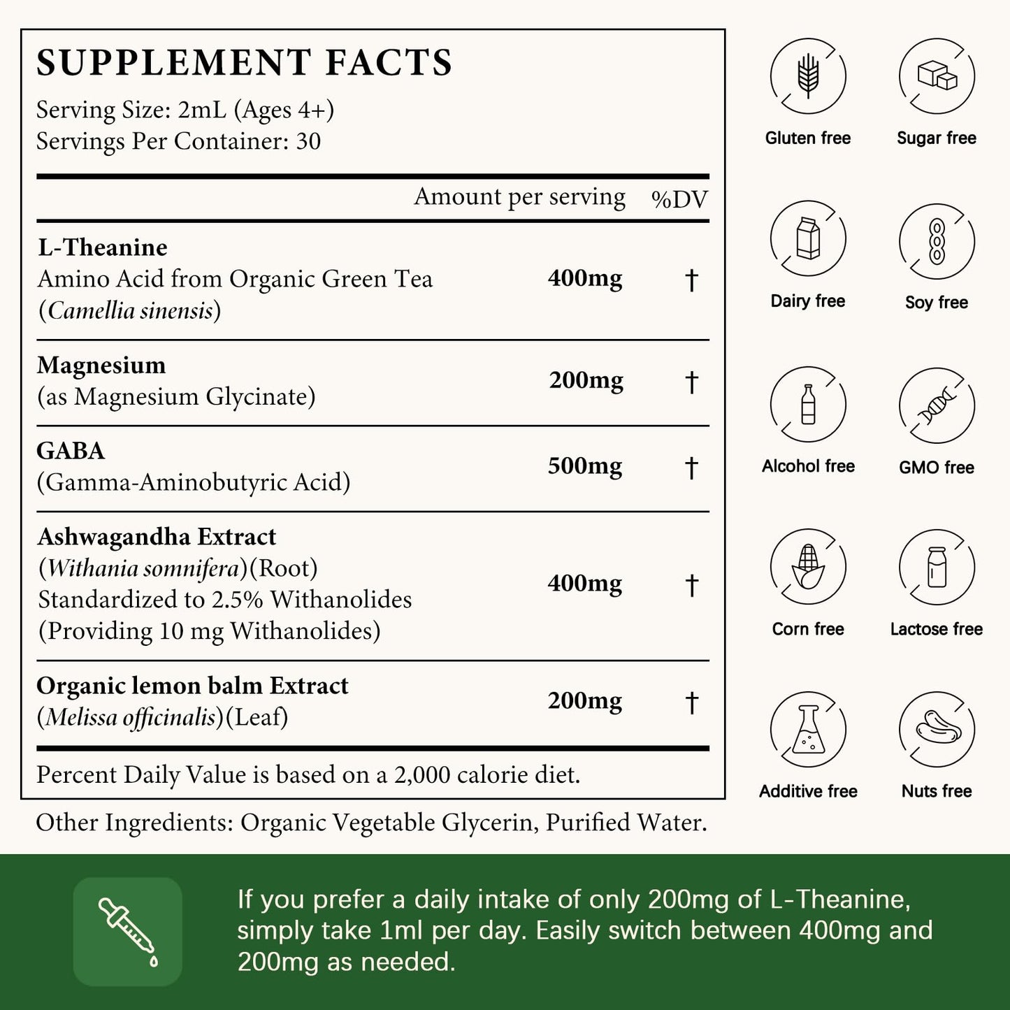 OASIS FORCE L Theanine 400mg Liquid Drops – Sleep, Focus & Relaxation (2 oz)