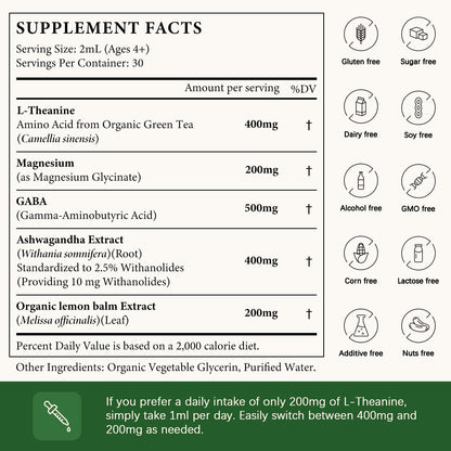 OASIS FORCE L Theanine 400mg Liquid Drops – Sleep, Focus & Relaxation (2 oz)