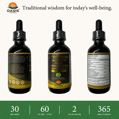OASIS FORCE L Theanine 400mg Liquid Drops – Sleep, Focus & Relaxation (2 oz)