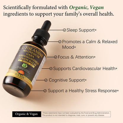 OASIS FORCE L Theanine 400mg Liquid Drops – Sleep, Focus & Relaxation (2 oz)
