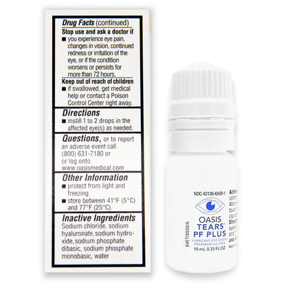 Oasis Tears OT6500 PF Plus Preservative-Free Lubricant Eye Drops – 0.34 fl oz