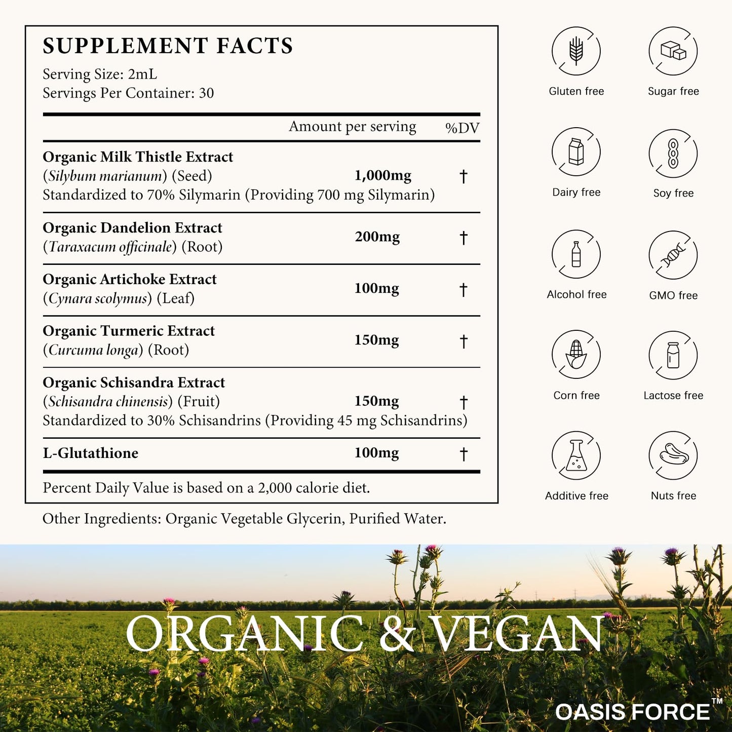 Oasisforce Organic Milk Thistle Liquid Drops for Liver Support – 2 fl oz