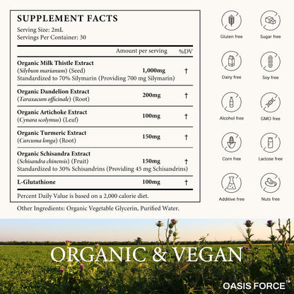 Oasisforce Organic Milk Thistle Liquid Drops for Liver Support – 2 fl oz