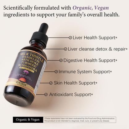 Oasisforce Organic Milk Thistle Liquid Drops for Liver Support – 2 fl oz