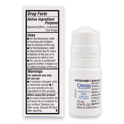 Oasis Tears OT6400 PF Preservative-Free Eye Drops | Dry Eye Relief, 0.34 fl oz