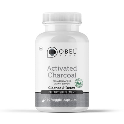 Obel Activated Charcoal Capsules | Digestive Support | 620mg Coconut-Derived