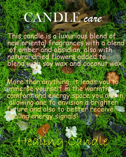 Obsidian Crystal Energy Candle – Aura Protection & Self-Care Gift (HEAL)