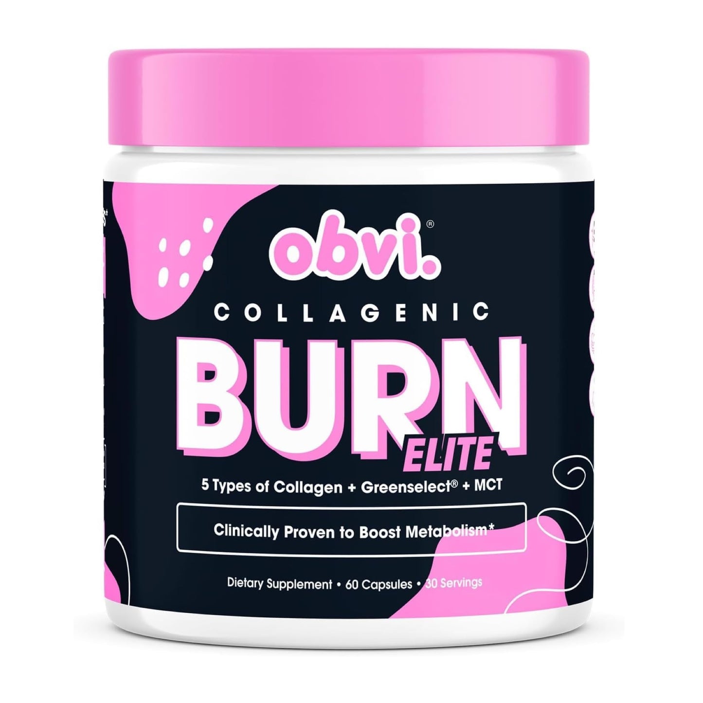 Obvi Burn Elite – Metabolism, Energy & Focus Support | Collagen + Green Tea | 60 Capsules