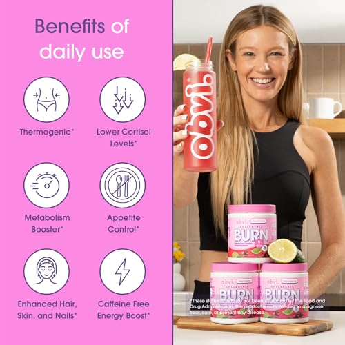 Obvi Collagenic Burn Powder - Collagen Peptide Blend with GBB, Ashwagandha & Green Coffee | Cherry Limeade 25 Servings