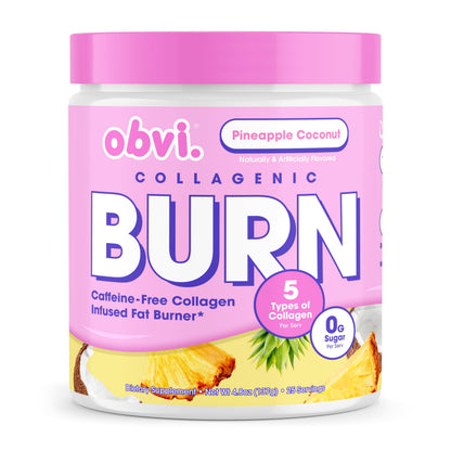 Obvi Collagenic Burn Powder | Multi-Collagen Peptide Blend with GBB, Ashwagandha & Green Coffee | Pineapple Coconut, 25 Servings