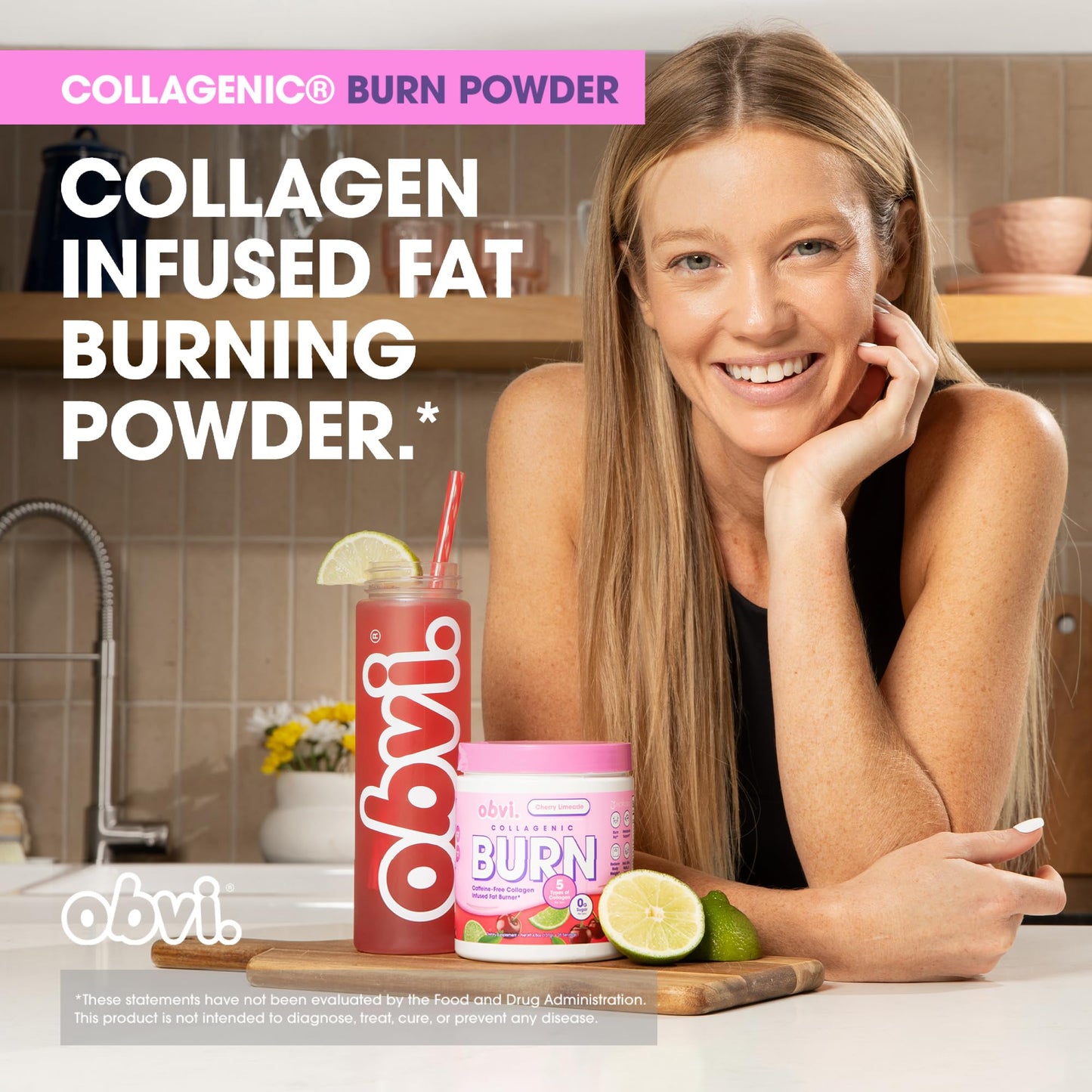 Obvi Collagenic Burn Powder | Multi-Collagen Peptide Blend with GBB, Ashwagandha & Green Coffee | Pineapple Coconut, 25 Servings