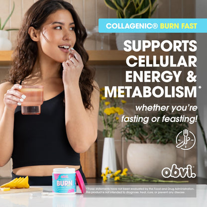 Obvi Multi Collagen Burn Fast | Hydrolyzed Collagen Peptides Types I, II, III, V, X | Keto & Gluten Free | 30 Servings