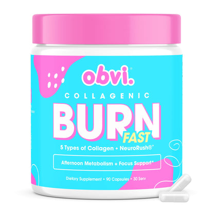Obvi Multi Collagen Burn Fast | Hydrolyzed Collagen Peptides Types I, II, III, V, X | Keto & Gluten Free | 30 Servings