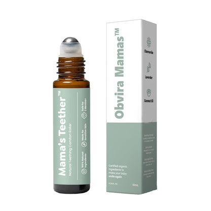Obvira Mamas Teething Roller – Chamomile & Rose Oil, Gentle Baby Teething Massage