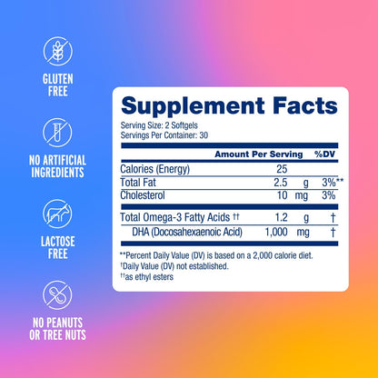 Oceanblue Essentials Brain Fuel 60ct – Burpless Fish Oil, 1000 mg Omega-3 DHA