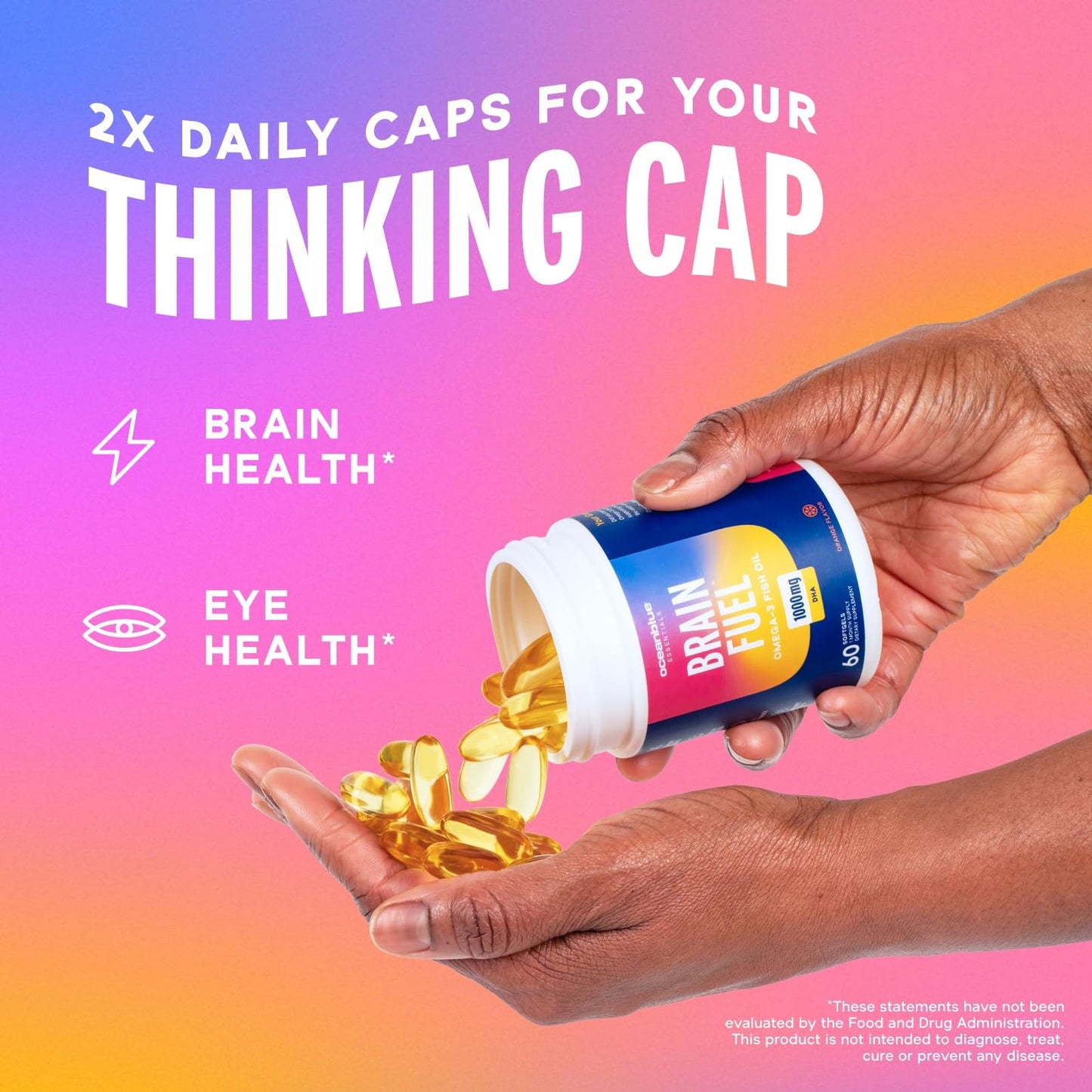 Oceanblue Essentials Brain Fuel 60ct – Burpless Fish Oil, 1000 mg Omega-3 DHA