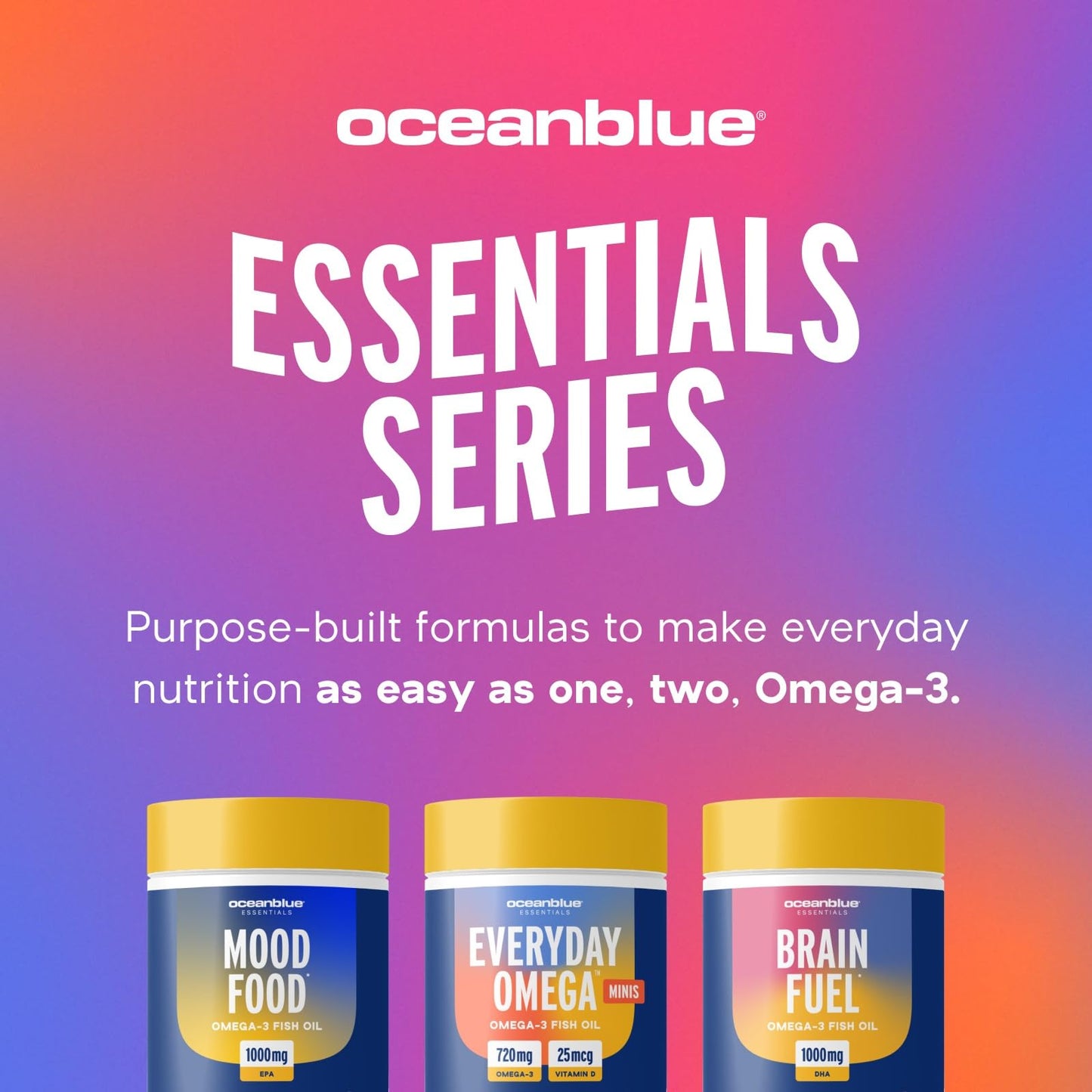 Oceanblue Omega 3 Supplement for Women | Burpless Fish Oil 720mg + Vitamin D3 | Heart & Immune Support | Molecularly Distilled Orange Flavor (30 Count One a Day Omega)