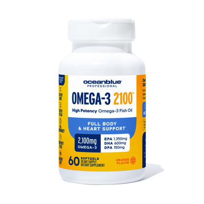 Oceanblue Professional Omega-3 2100-60 Count | High-Potency Triple-Strength Burpless Fish Oil (EPA, DHA, DPA) - Orange Flavor