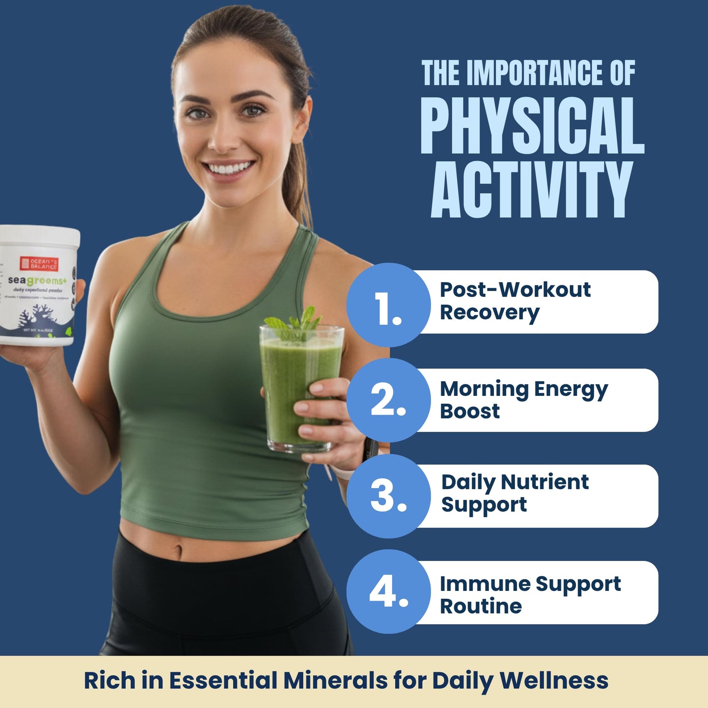 Ocean's Balance Seagreens+ Daily Superfood Powder - Organic Seaweed Greens