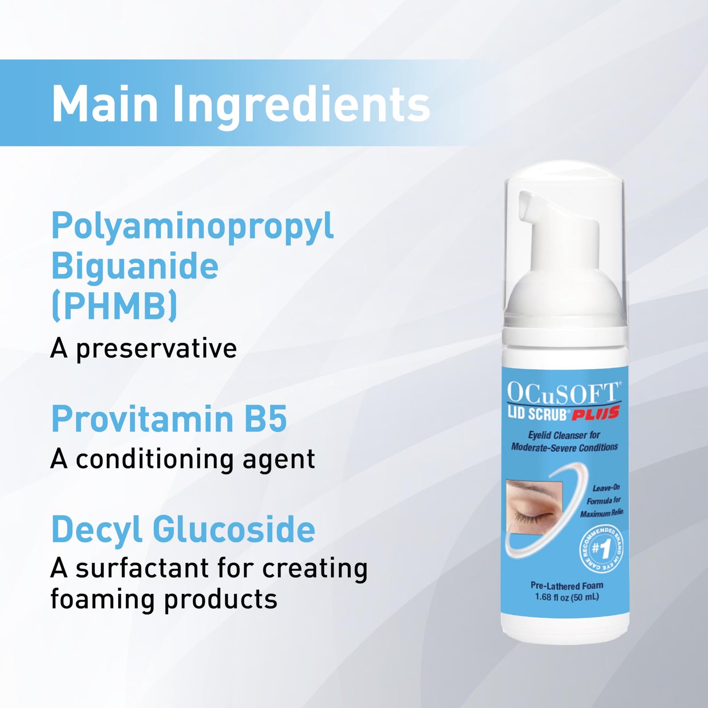OCuSOFT Lid Scrub PLUS Foam – Instant Foaming Eyelid Cleanser for Moderate to Severe Eyelid Irritations | 1.68 fl oz