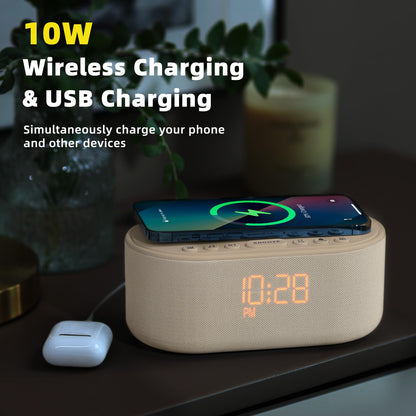 Odokee Sound Machine Alarm Clock – Bluetooth 10W Speaker & Wireless Charging | Putty