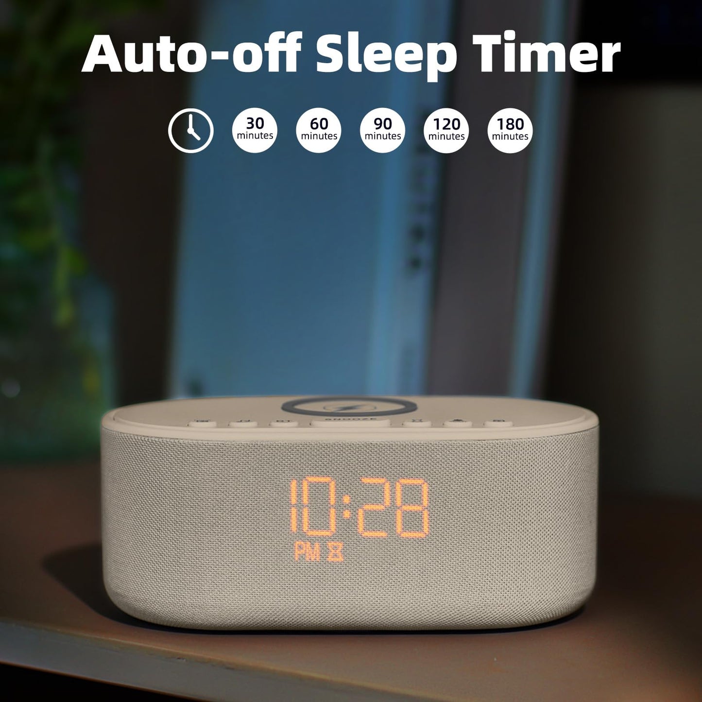 Odokee Sound Machine Alarm Clock – Bluetooth 10W Speaker & Wireless Charging | Putty