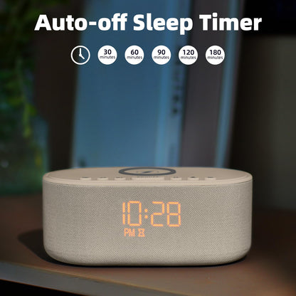 Odokee Sound Machine Alarm Clock – Bluetooth 10W Speaker & Wireless Charging | Putty