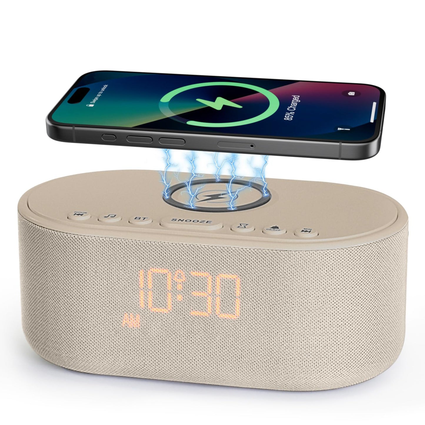 Odokee Sound Machine Alarm Clock – Bluetooth 10W Speaker & Wireless Charging | Putty