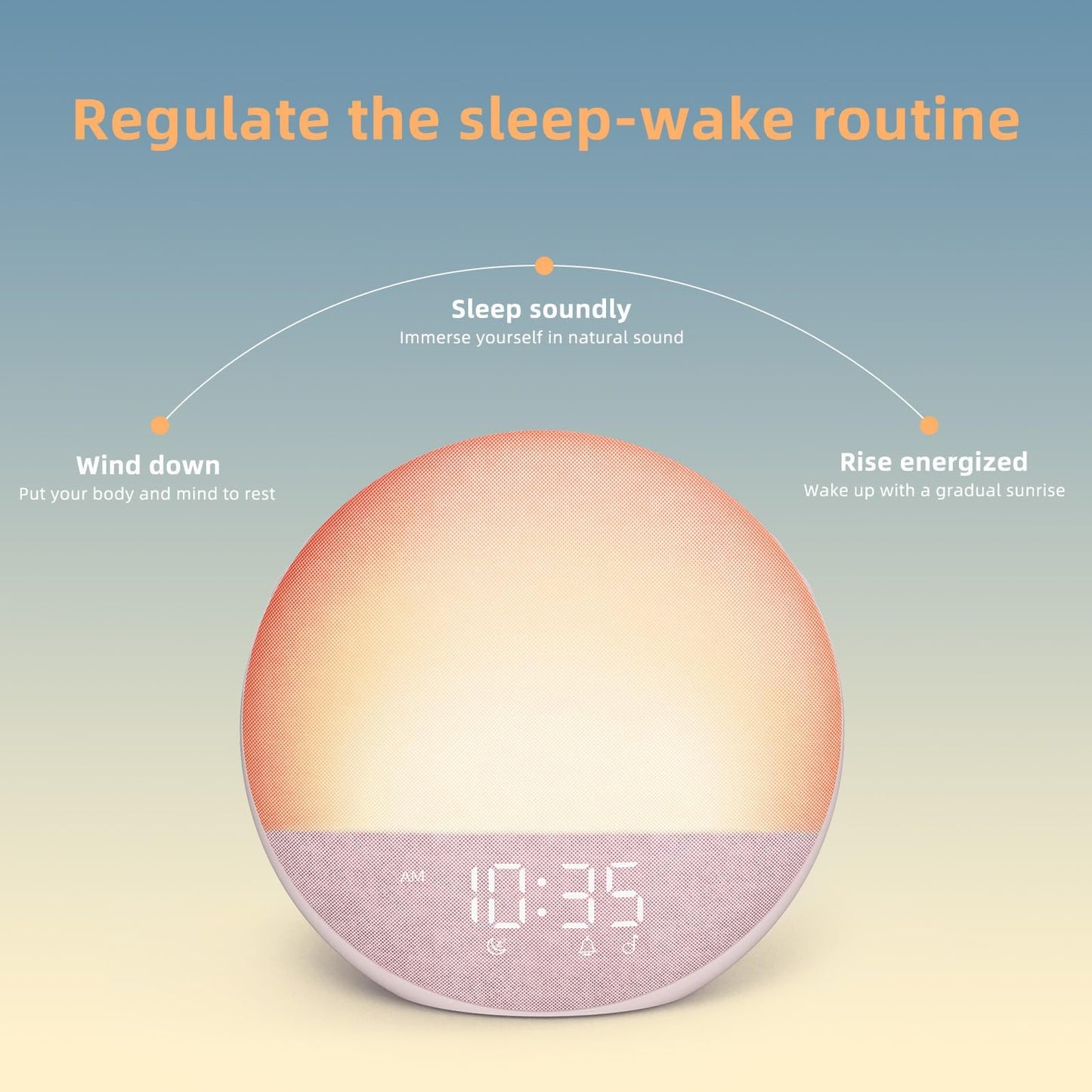 Odokee Sunrise Alarm Clock White Noise Machine – Dimmable Wake Light & Bluetooth Speaker